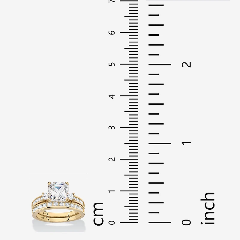 DiamonArt® Womens 4 1/4 CT. T.W. White Cubic Zirconia 14K Gold Over Silver Square Bridal Set
