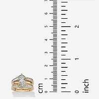 DiamonArt® Womens 3 1/2 CT. T.W White Cubic Zirconia 18K Gold Over Silver Diamond Bridal Set