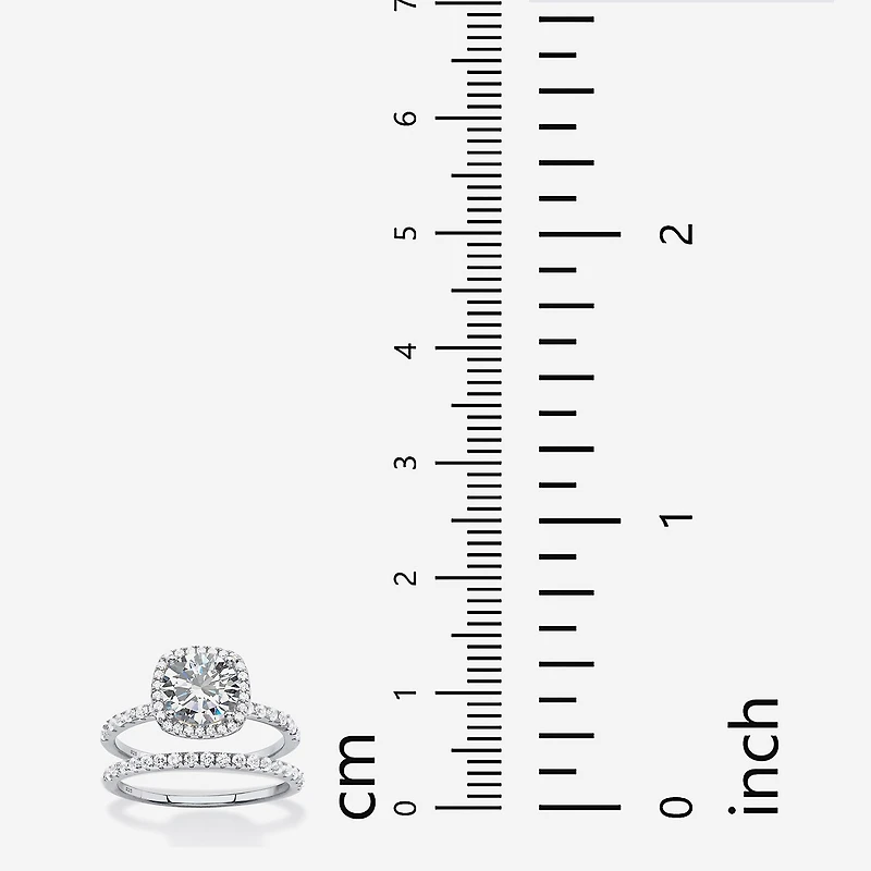 DiamonArt® Womens 2 3/4 CT. T.W. White Cubic Zirconia Platinum Over Silver Round Bridal Set