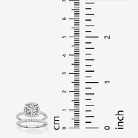 DiamonArt® Womens 2 3/4 CT. T.W. White Cubic Zirconia Platinum Over Silver Round Bridal Set