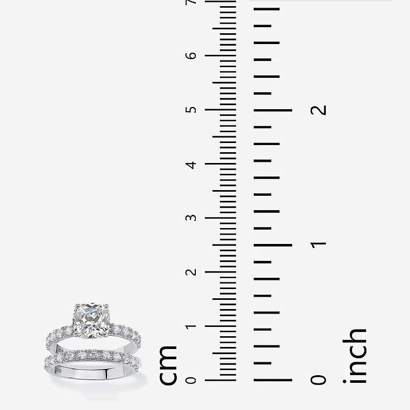 DiamonArt® Womens 2 1/2 CT. T.W. White Cubic Zirconia Platinum Over Silver Square Bridal Set