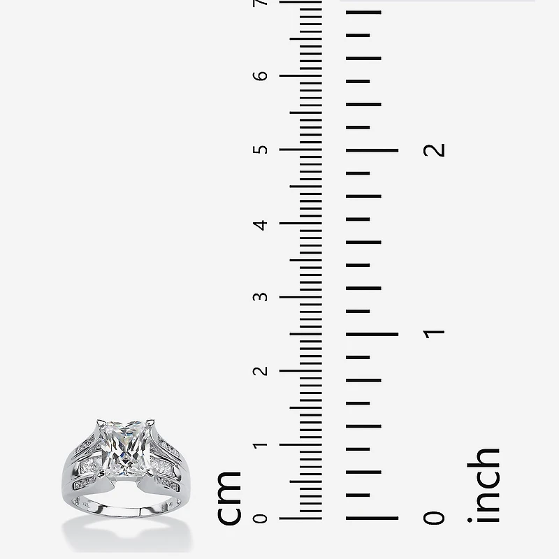 DiamonArt® Womens 4 3/4 CT. T.W. White Cubic Zirconia Platinum Over Silver Rectangular Engagement Ring