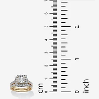 DiamonArt® Womens 1 7/8 CT. T.W. White Cubic Zirconia 18K Gold Over Silver Square Bridal Set