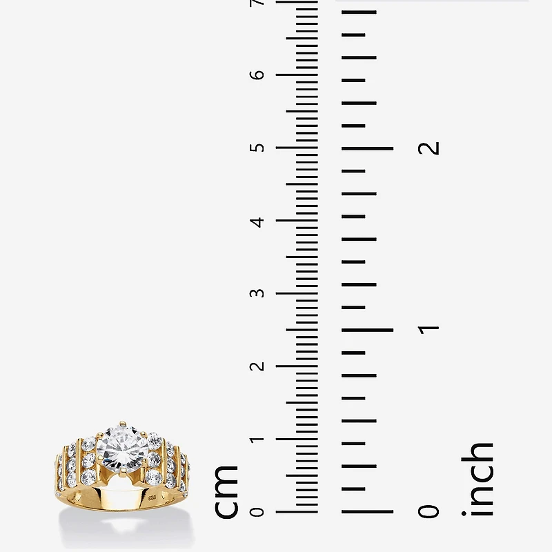 DiamonArt® Womens 1/4 CT. T.W. White Cubic Zirconia 18K Gold Over Silver Engagement Ring