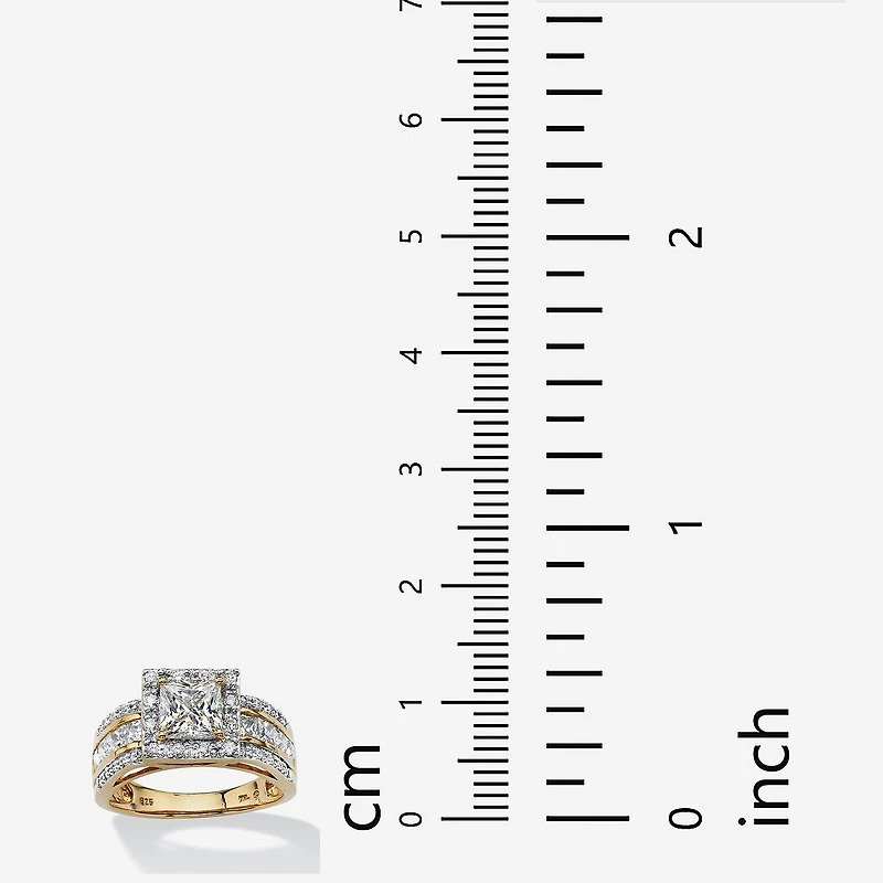 DiamonArt® Womens 2 1/5 CT. T.W. White Cubic Zirconia 18K Gold Over Silver Engagement Ring