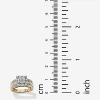 DiamonArt® Womens 2 1/5 CT. T.W. White Cubic Zirconia 18K Gold Over Silver Engagement Ring