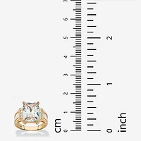 DiamonArt® Womens White Cubic Zirconia 14K Gold Over Silver Engagement Ring