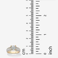 DiamonArt® Womens 2 / CT. T.W. White Cubic Zirconia 14K Gold Over Silver Engagement Ring