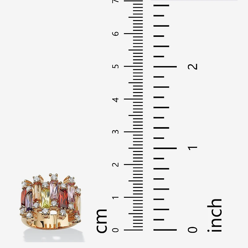 Womens Multi Color Cubic Zirconia 14K Gold Over Brass Cocktail Ring