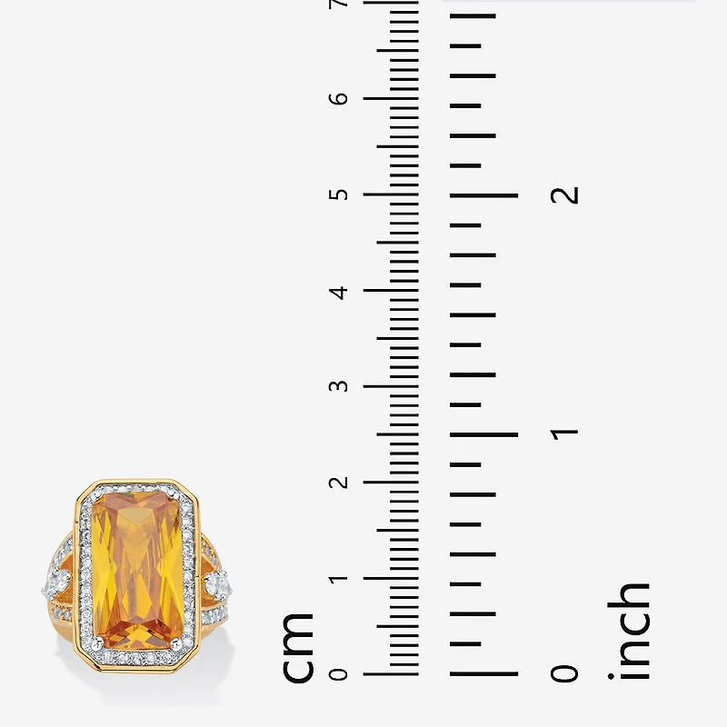Womens Yellow Cubic Zirconia 14K Gold Over Brass Cocktail Ring