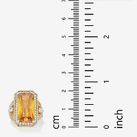 Womens Yellow Cubic Zirconia 14K Gold Over Brass Cocktail Ring