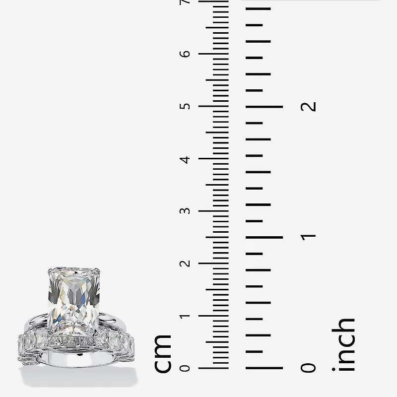 DiamonArt® Womens White Cubic Zirconia Platinum Over Silver Bridal Set