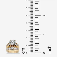 Womens Cubic Zirconia 14K Gold Over Brass Bridal Set