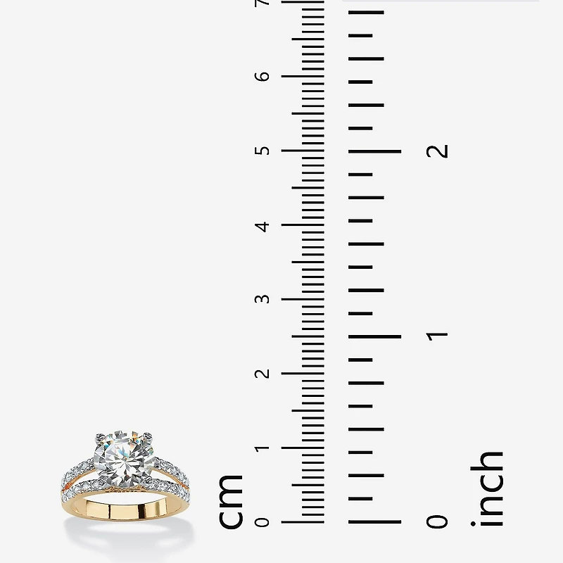 Womens 1 /4 CT. T.W. Cubic Zirconia 14K Gold Over Brass Engagement Ring