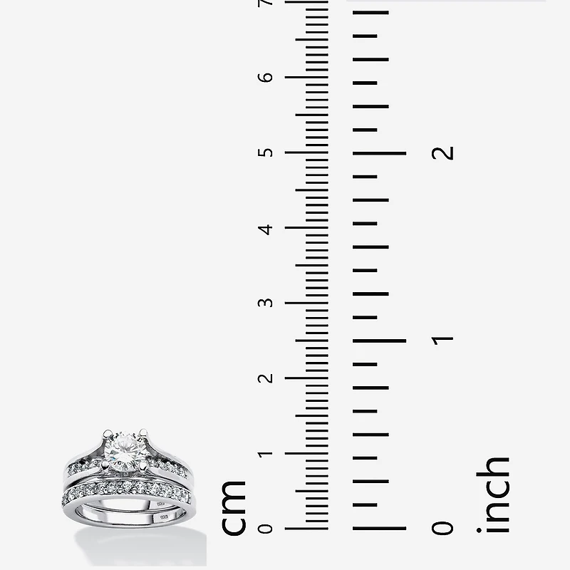 DiamonArt® Womens 1 3/4 CT. T.W. White Cubic Zirconia Platinum Over Silver Bridal Set