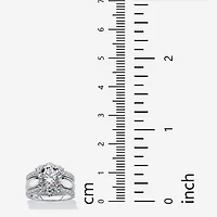 DiamonArt® Womens 4 3/4 CT. T.W. White Cubic Zirconia Platinum Over Silver Bridal Set