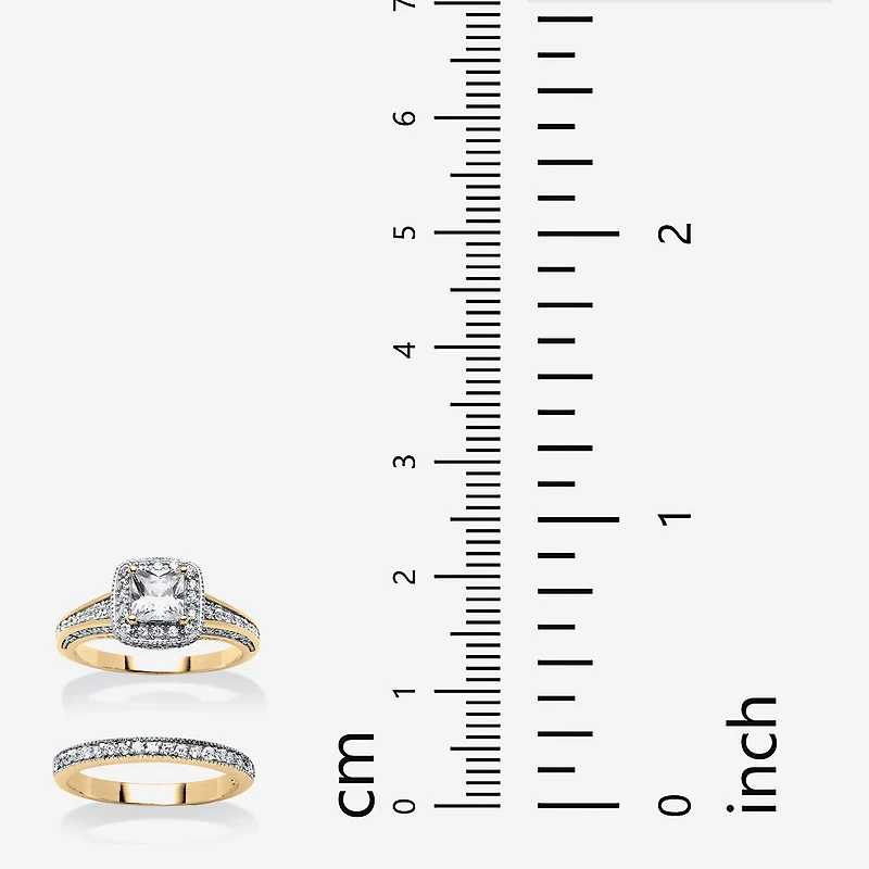 Womens 1/ CT. T.W. Cubic Zirconia 18K Gold Over Brass Bridal Set