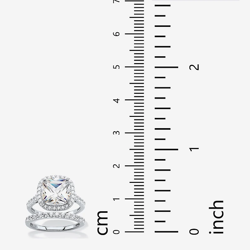 DiamonArt® Womens 3 1/2 CT. T.W White Cubic Zirconia Platinum Over Silver Bridal Set
