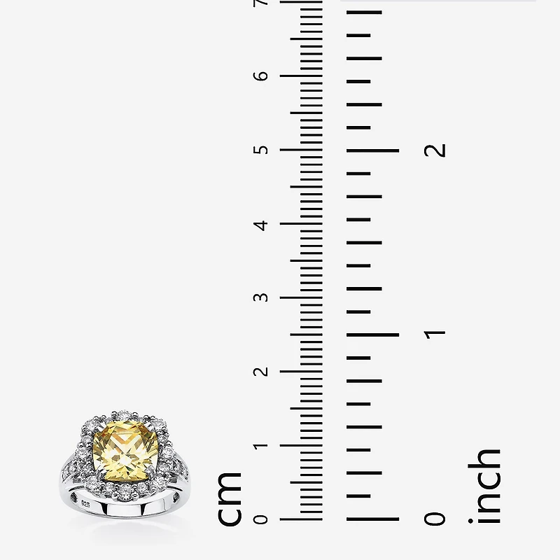 DiamonArt® Womens 3 1/2 CT. T.W Yellow Cubic Zirconia Platinum Over Silver Cocktail Ring