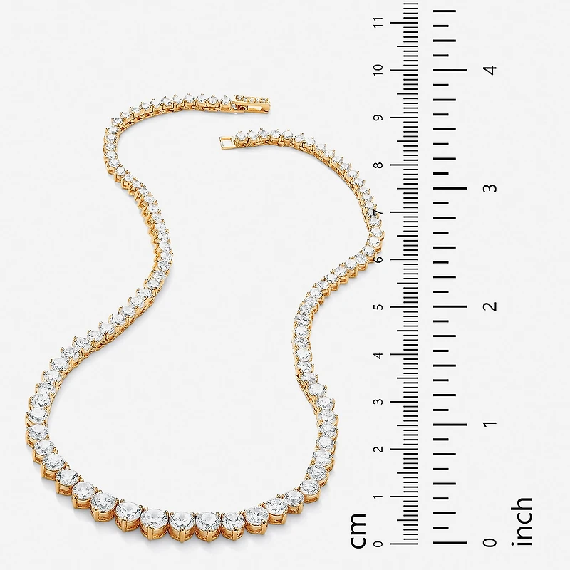 Womens White Cubic Zirconia 14K Gold Over Brass 16 Inch Tennis Necklace