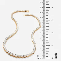 Womens White Cubic Zirconia 14K Gold Over Brass 16 Inch Tennis Necklace