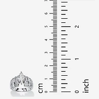 DiamonArt® Womens 3 3/4 CT. T.W. White Cubic Zirconia Platinum Over Silver Engagement Ring