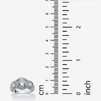 DiamonArt® Womens 3 CT. T.W. White Cubic Zirconia Sterling Silver Engagement Ring