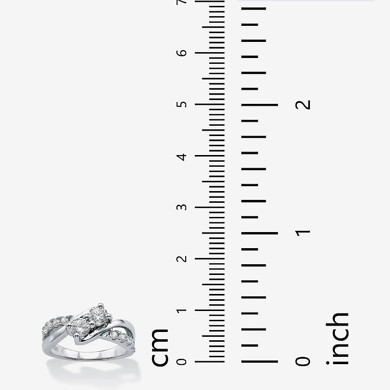 DiamonArt® Womens 1 1/5 CT. T.W. White Cubic Zirconia Platinum Over Silver Promise Ring