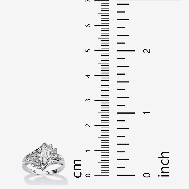DiamonArt® Womens 1 1/10 CT. T.W. White Cubic Zirconia Platinum Over Silver Engagement Ring