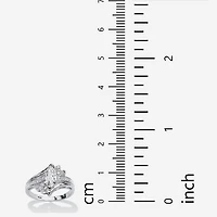 DiamonArt® Womens 1 1/10 CT. T.W.  White Cubic Zirconia Platinum Over Silver Engagement Ring