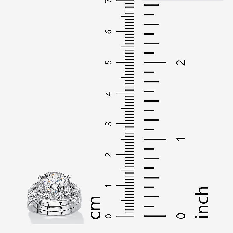 DiamonArt® Womens 2 1/3 CT. T.W. White Cubic Zirconia Platinum Over Silver Bridal Set