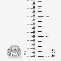 DiamonArt® Womens 2 1/3 CT. T.W. White Cubic Zirconia Platinum Over Silver Bridal Set