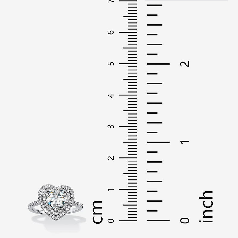 DiamonArt® Womens 1 1/2 CT. T.W. White Cubic Zirconia Platinum Over Silver Heart Engagement Ring