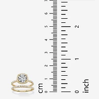 DiamonArt® Womens 2 1/2 CT. T.W. Cubic Zirconia 14K Gold Over Silver Halo Bridal Set