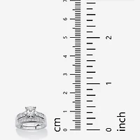 DiamonArt® Womens CT. T.W. White Cubic Zirconia Platinum Over Silver Square Bridal Set