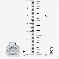 DiamonArt® Womens White Cubic Zirconia Sterling Silver Round Bridal Set