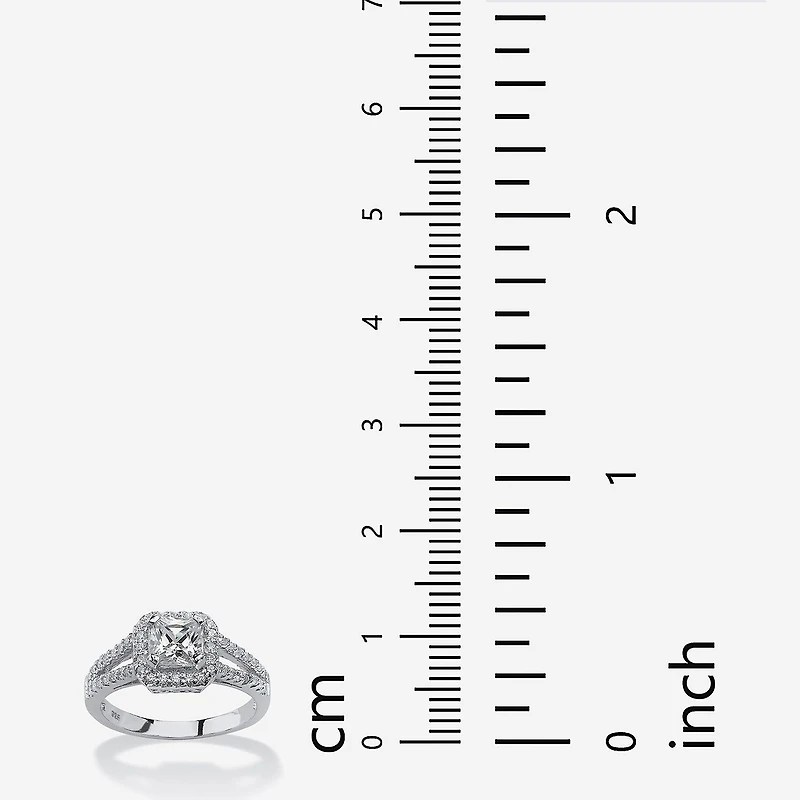 DiamonArt® Womens 1 5/8 CT. T.W. White Cubic Zirconia Platinum Over Silver Square Engagement Ring