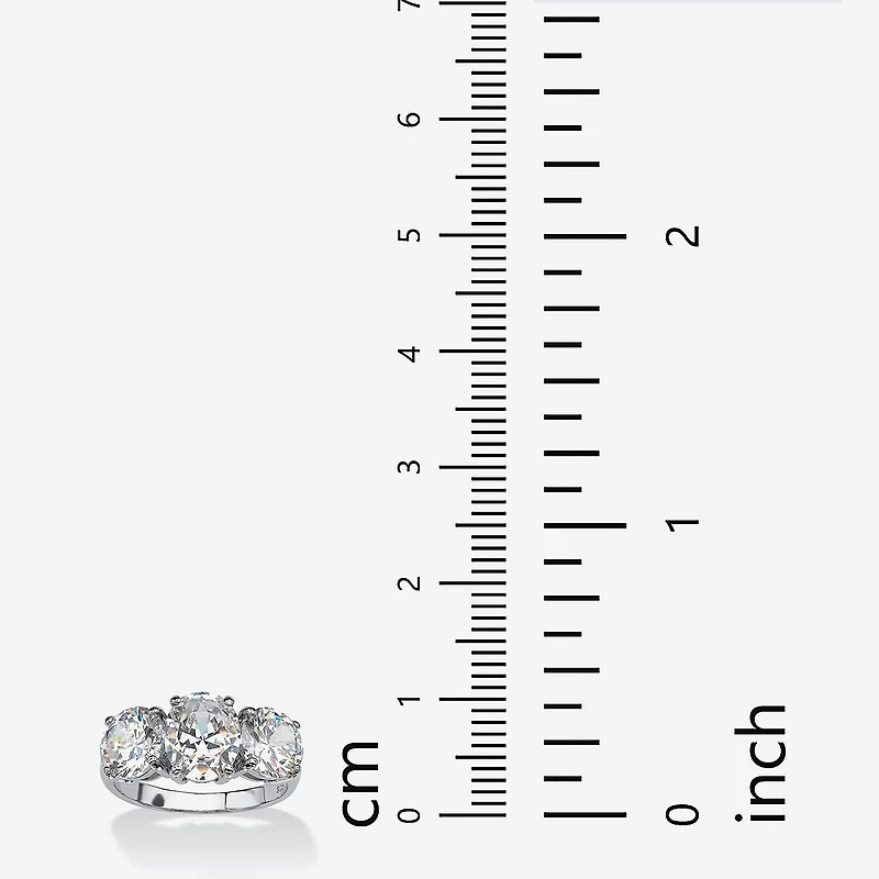 DiamonArt® Womens White Cubic Zirconia Platinum Over Silver Oval Engagement Ring