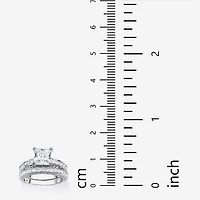 DiamonArt® Womens 3 1/2 CT. T.W White Cubic Zirconia Platinum Over Silver Square Bridal Set