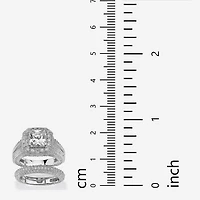 DiamonArt® Womens 5 CT. T.W. White Cubic Zirconia Platinum Over Silver Square Bridal Set