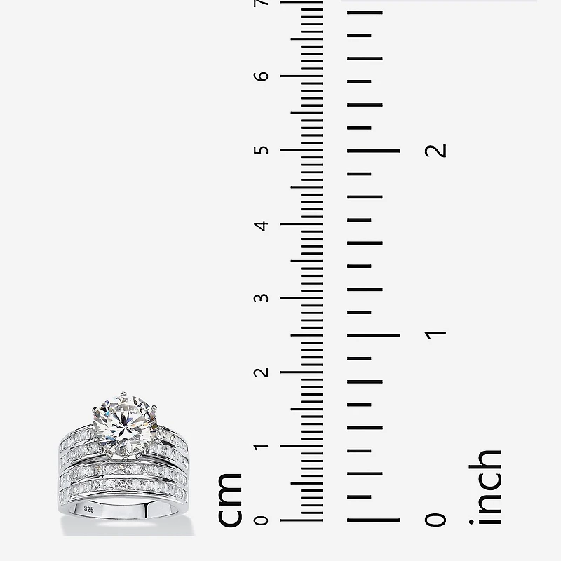 DiamonArt® Womens 5 3/4 CT. T.W. White Cubic Zirconia Platinum Over Silver Round Bridal Set