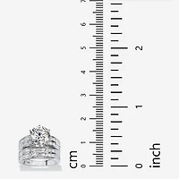 DiamonArt® Womens 5 3/4 CT. T.W. White Cubic Zirconia Platinum Over Silver Round Bridal Set