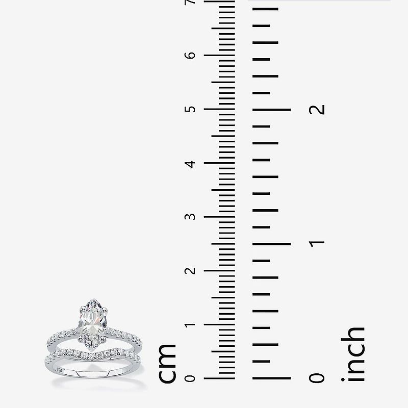 DiamonArt® Womens 2 1/2 CT. T.W. White Cubic Zirconia Platinum Over Silver Bridal Set