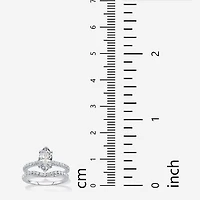 DiamonArt® Womens 2 1/2 CT. T.W. White Cubic Zirconia Platinum Over Silver Bridal Set
