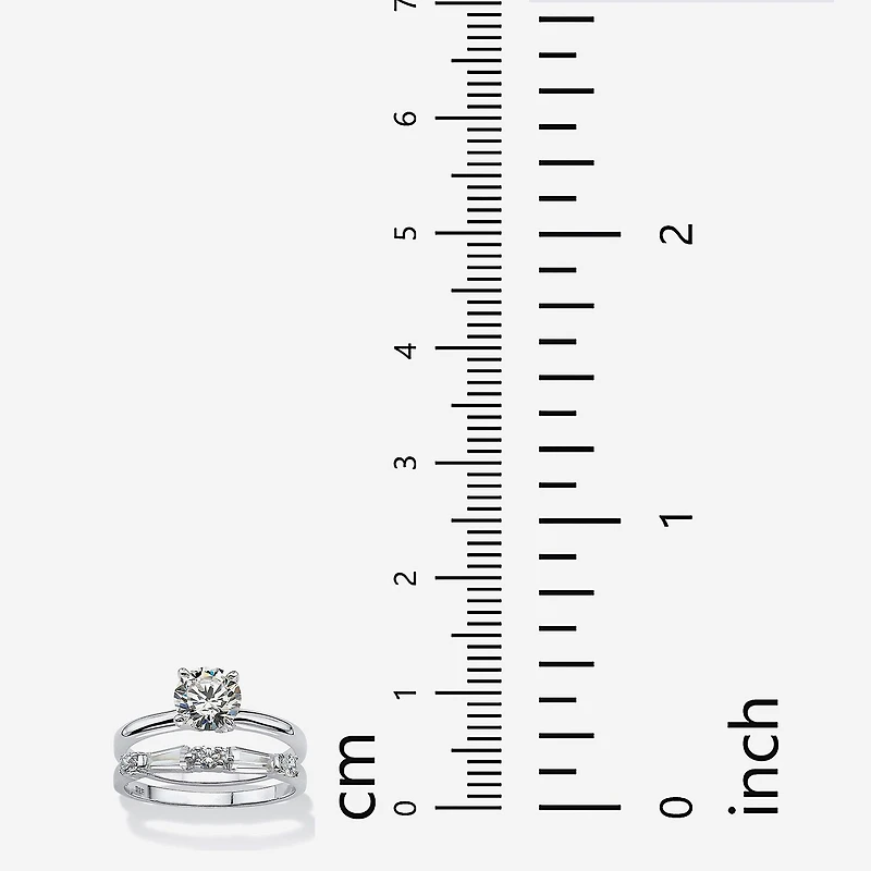 DiamonArt® Womens 2 CT. T.W. White Cubic Zirconia Sterling Silver Round Bridal Set