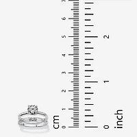 DiamonArt® Womens 2 CT. T.W. White Cubic Zirconia Sterling Silver Round Bridal Set