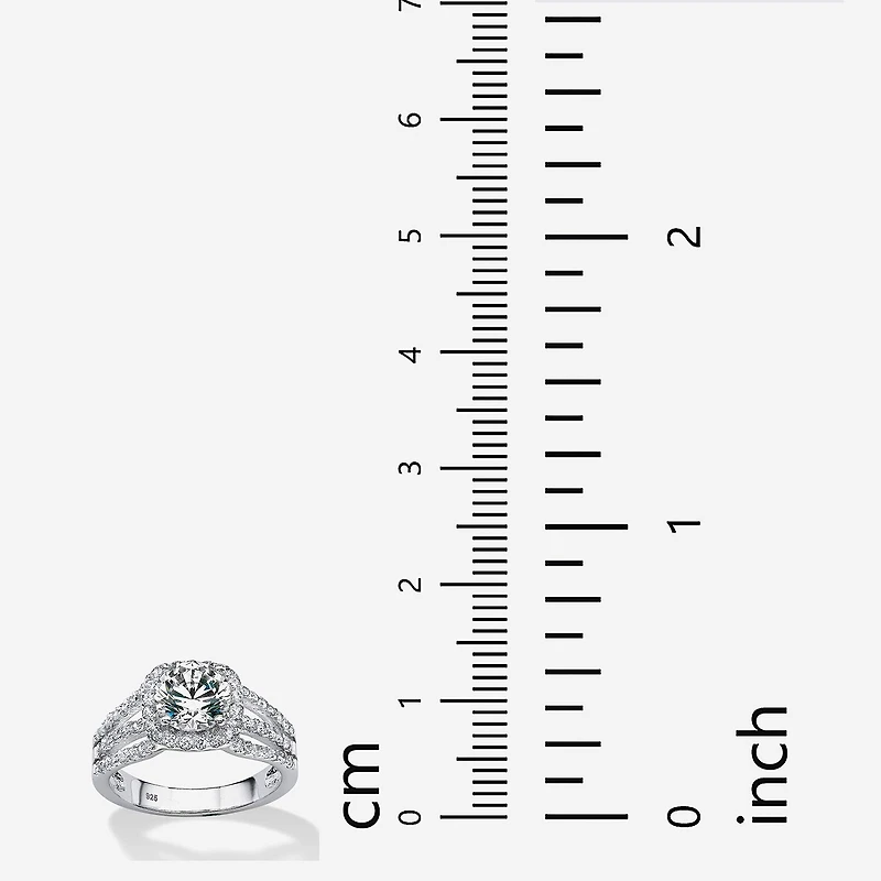 DiamonArt® Womens 1/4 CT. T.W. White Cubic Zirconia Platinum Over Silver Round Engagement Ring