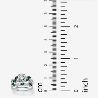 DiamonArt® Womens 2 1/3 CT. T.W. White Cubic Zirconia Platinum Over Silver Round Bridal Set