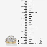 DiamonArt® Womens 2 1/5 CT. T.W. White Cubic Zirconia 14K Gold Over Silver Round Bridal Set