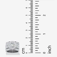 DiamonArt® Womens 3 1/2 CT. T.W White Cubic Zirconia Platinum Over Silver Oval Bridal Set